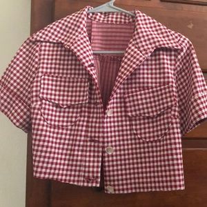 Handmade crop checkered top.